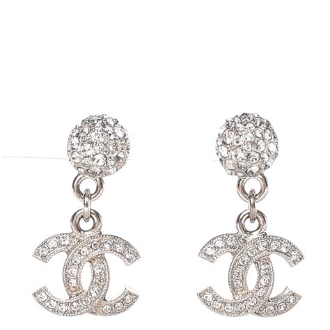 chanel flower earring diamonds|chanel crystal cc silver earrings.